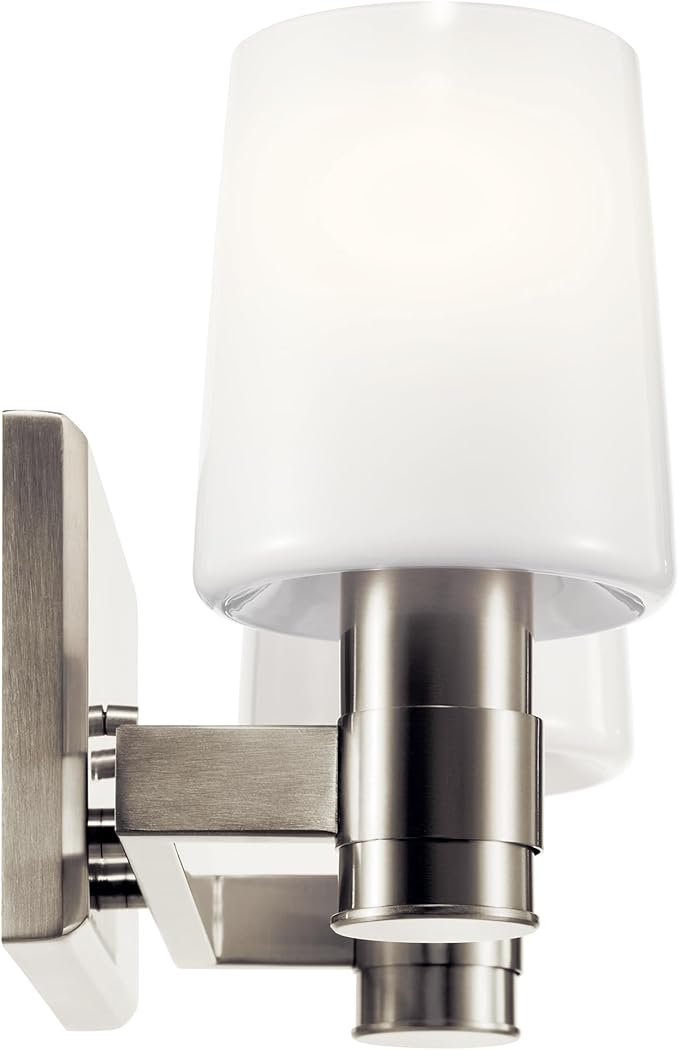 Kichler Adani 2-Light Vanity, Modern Light with Opal Glass in Brushed Nickel, Bathroom or Powder Room (8.25" x 14.5"), 55175NI