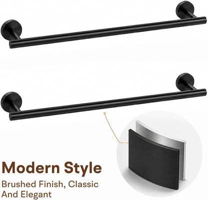 16 Inch Matte Black Bathroom Towel Bar, 2 Pieces Towel Racks for Bathroom SUS304 Thicken Stainless Steel Towel Holder