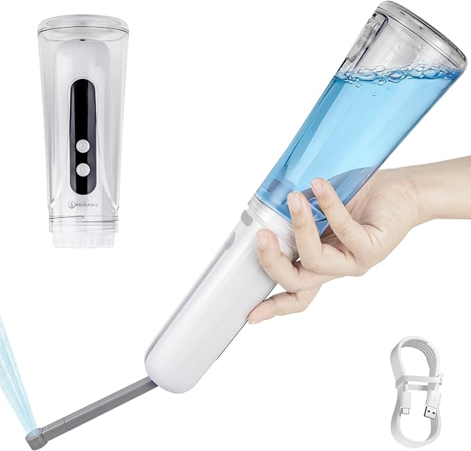 Portable Bidet for Travel, 800mAh Electric Handheld Bidet with 380ml Bottle | Rechargeable Handheld Bidet Sprayer, Peri Bottle for Women & Men, Works with Warm Water, Personal Hygiene Care