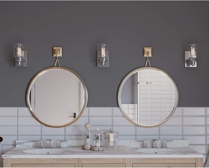 Calhoun Collection 1-Light Clear Glass Farmhouse Bath Vanity Light Brushed Nickel