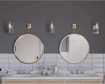 Calhoun Collection 1-Light Clear Glass Farmhouse Bath Vanity Light Brushed Nickel