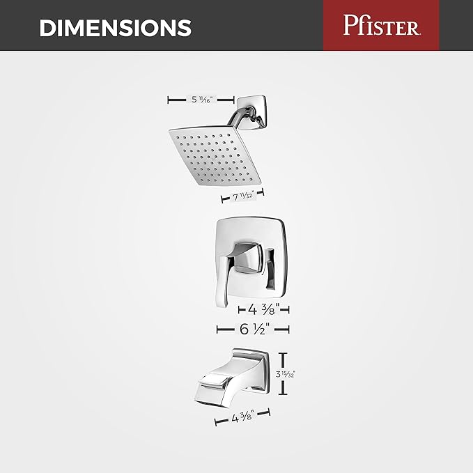 Pfister Venturi Tub & Shower Trim Kit, Valve and Cartridge Included, 1-Handle, Polished Chrome Finish, 8P8WS2VNSC