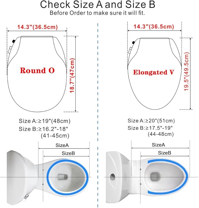 Toilet Seat Bidet Seat with Self Cleaning Dual Nozzles Non electric Separated Rear & Feminine Cleaning Natural Water Spray, soft close toilet seat,Easy DIY Installation