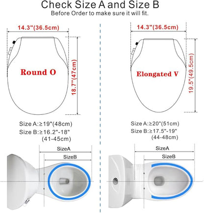 Toilet Seat Bidet Seat with Self Cleaning Dual Nozzles Non electric Separated Rear & Feminine Cleaning Natural Water Spray, soft close toilet seat,Easy DIY Installation