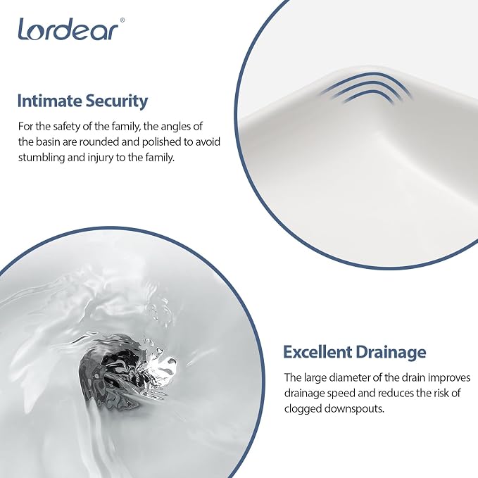 Lordear Vessel Sink Rectangular 24 Inch Curved Rectangle Bathroom Sink Modern Above Counter White Porcelain Ceramic Bathroom Vessel Vanity Sink Art Basin