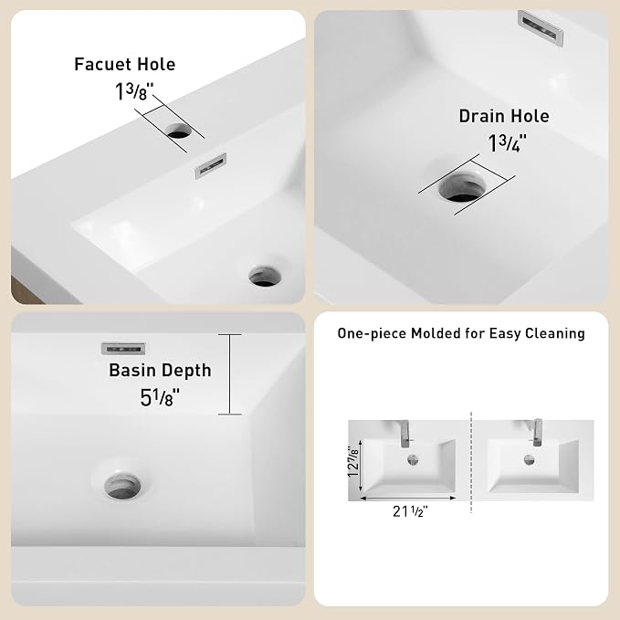 60" Floating Bathroom Vanity with Double Sinks, Wall-Mounted Bathroom Storage Vanity Cabinet with Resin Top Basin and Soft Close Drawers, Fully Assembled, Ash Grey
