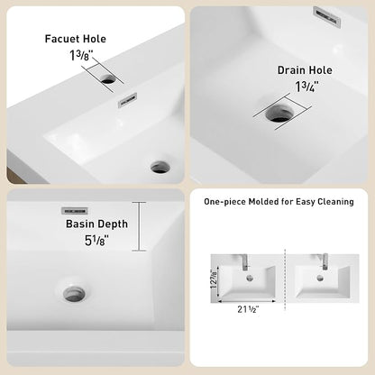 60" Floating Bathroom Vanity with Double Sinks, Wall-Mounted Bathroom Storage Vanity Cabinet with Resin Top Basin and Soft Close Drawers, Fully Assembled, Ash Grey