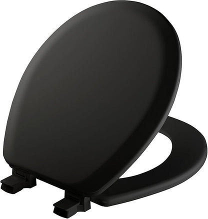 Mayfair Cameron Black Toilet Seat, Non Slip Heavy Duty Wood, Easy Clean, Made in USA, Round