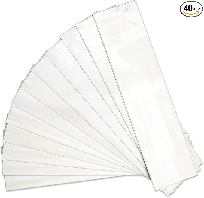 Vamos Tile Peel and Stick Backsplash, Glossy 40-Piece 3''x12'' Subway Tile | Dolomite White with White Grout Wall Tile,PVC Faux Stone Stick on Subway Tiles for Kitchen,Bathroom,Laundry,Camper,Fireplace
