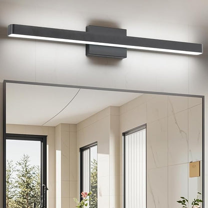 LED Modern Bathroom Vanity Light Fixtures (32-Inch, Cool White 6000K), Modern Acrylic Bathroom Wall Lighting Fixtures for Bathroom Over Mirror, Matte Black
