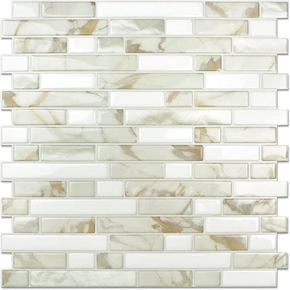 STICKGOO Thicker Design Peel and Stick Tile Backsplash, 12”×12”Stick on Backsplash for Kitchen, Self Adhesive Tile for Kitchen Backsplash and Bathroom(10 Sheets, Faux Calacatta Marble)