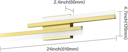 PRESDE 24" LED Vanity Light Bar, Modern Brushed Gold Bathroom Light Fixtures Over Mirror