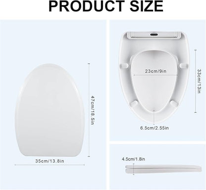 MUU Toilet seat, Slow Close, White heavy duty Toilet Seat with Non-slip Seat Bumpers Easy to Install & Clean PP Material Replacement Toilet Seat Fits All Toilet Brands Elongated Toilets(MU357-PP)