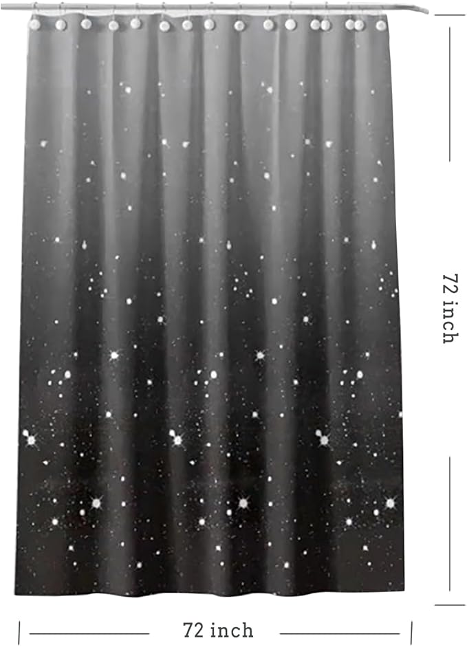 Black Shower Curtain Liner, 4G PEVA Shower Liner, Plastic Peva Waterproof Shower Curtains, 72x72 inch with Grommet Holes 3 Magnetic Weights