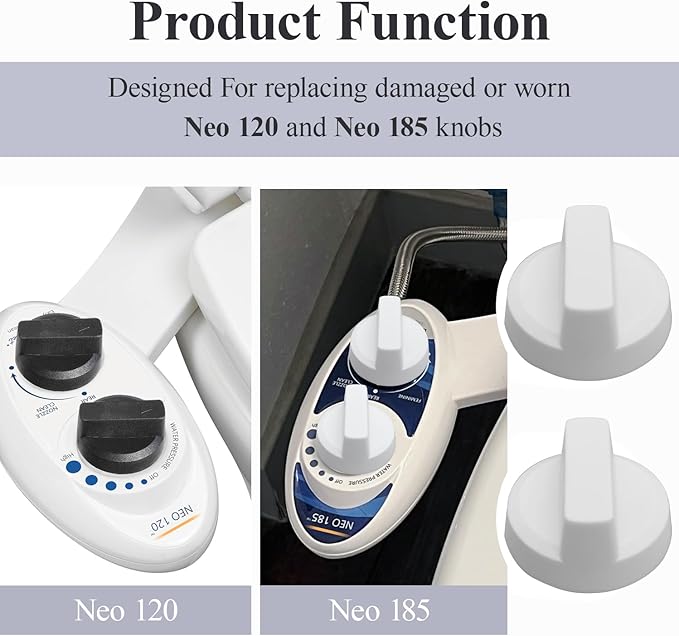Bidet Seats Replacement Knob Compatible With Luxe Bidet Neo 120 & Neo 185, Knob Accessories for Luxe Bidet Neo 120 & Neo 185, Neo Knob, Non-Electric Bidet Attachment for Toilet Seat, 4 Pcs White