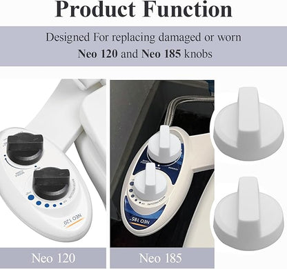2 Pcs White Bidet Seats Replacement Knob Fit for Luxe Bidet Neo 120 & Neo 185, Knob Accessories for Luxe Bidet Neo 120 & Neo 185, Neo Knob, Non-Electric Bidet Attachment for Toilet Seat
