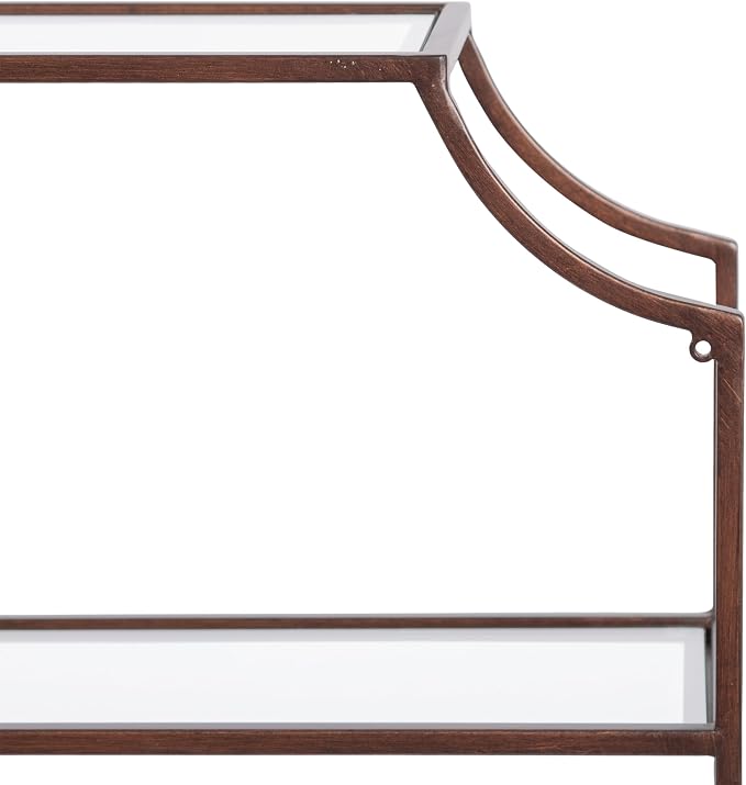 Kate and Laurel Ciel Modern Glam Wide Two-Tier Wall Shelf, 24 x 20, Bronze, Tiered Bathroom Shelves for Over the Toilet Storage or Bedroom Makeup Organizer
