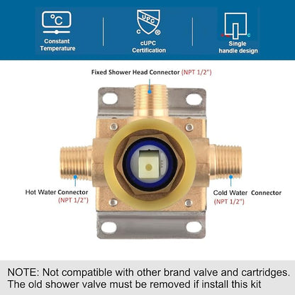 Ceiling Mount Shower Faucet Set Brushed Gold Bathroom Rainfall 10 Inch Shower Head System Single Handle Shower Trim Kit with Valve