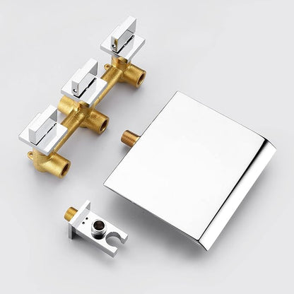 sumerain Waterfall Tub Faucet Wall Mount Bathtub Faucet with Hand Shower Chrome Finish, High Flow Rate