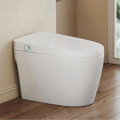 One Piece Smart Toilet, No Bidet, Foot Sensor Flush, Heated Seat | Off Seat Auto Flush, Pre Wet System, Hands Free Operation, Efficient Flush System, Water Saving Design, Night Light