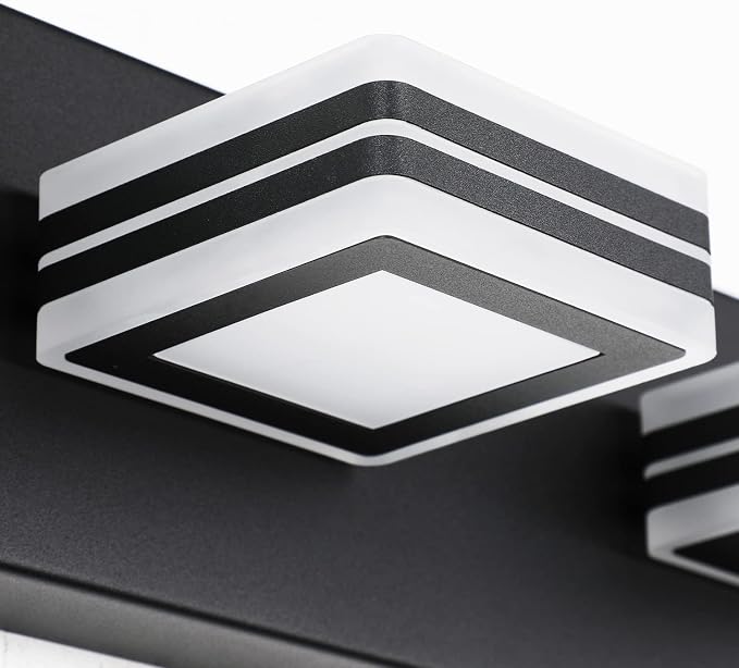 SOLFART LED Bathroom Vanity Light Fixtures： 3 Light Matte Black Modern Acrylic Bathroom Wall Lighting Fixtures Over Mirror Cool White 6000K