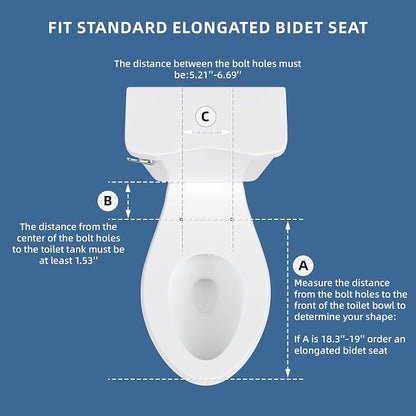 Bidet Toilet Seat, Soft Close Toilet Seat, Button control Feminine/Posterior Wash Switch, Knob Control Water Pressure,White Bidet Seat Attachment with Brass inlet (Elongated-D)