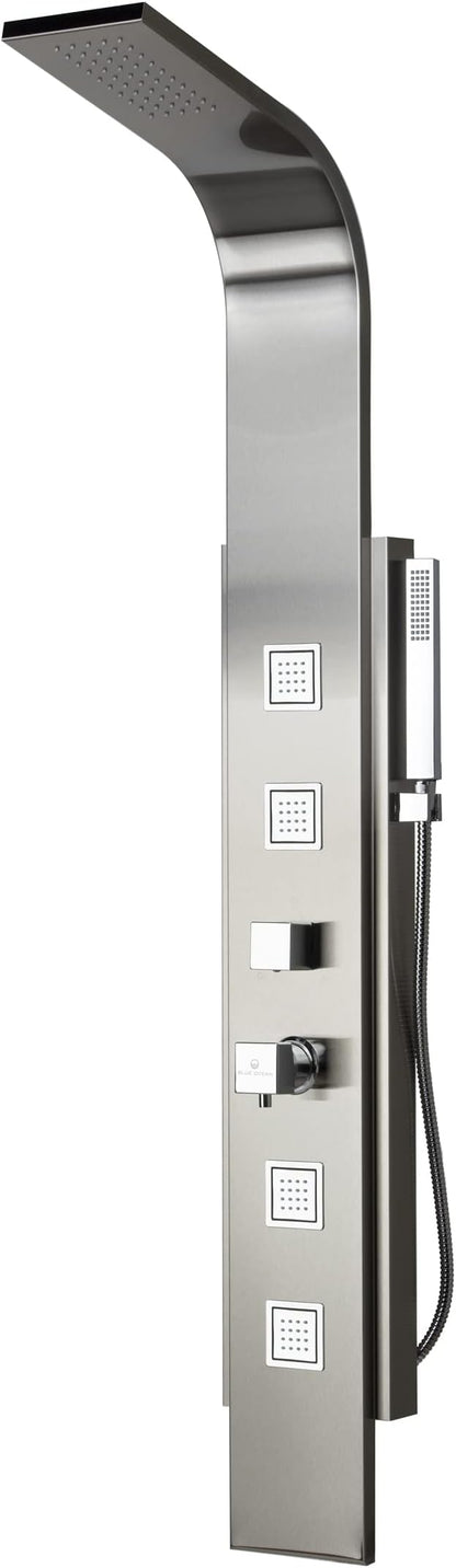 Blue Ocean 59 Inch Stainless Steel SPS8897 Shower Panel with Rainfall Shower Head, Body Nozzles, and Handheld Shower Head