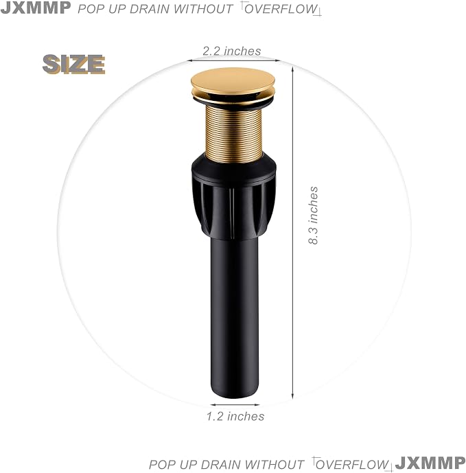 Brushed Brass Vessel Sink Faucet with Pop Up Drain and Supply Lines, Stainless Steel Brass Tall Bathroom Faucet Single Hole, JXMMP Gold Bathroom Faucet for Bowl Sink 1 Hole, JXM1001BTG
