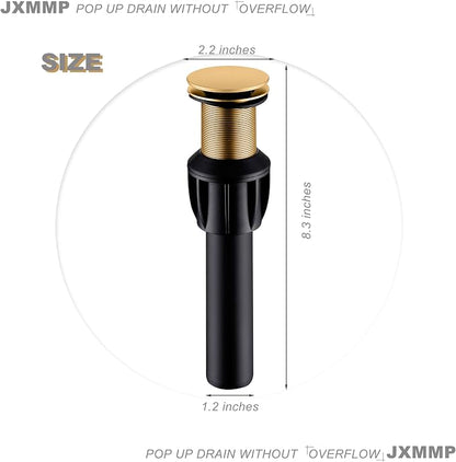 Brushed Brass Vessel Sink Faucet with Pop Up Drain and Supply Lines, Stainless Steel Brass Tall Bathroom Faucet Single Hole, JXMMP Gold Bathroom Faucet for Bowl Sink 1 Hole, JXM1001BTG