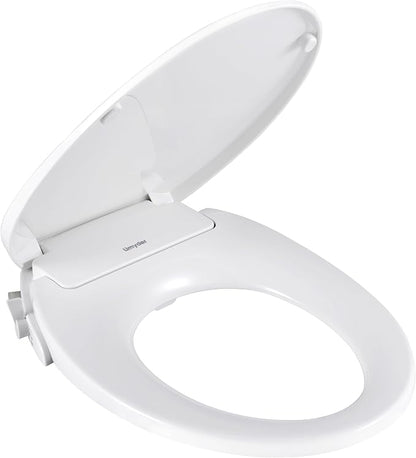 Non-Electric Toilet Seat with Bidet Fits Elongated Toilets | Self-Cleaning Dual Nozzle System for Front&Rear Wash,Adjustable Water Pressure,Quiet&Slow Close Toilet Seat&Lid,Non Loosening
