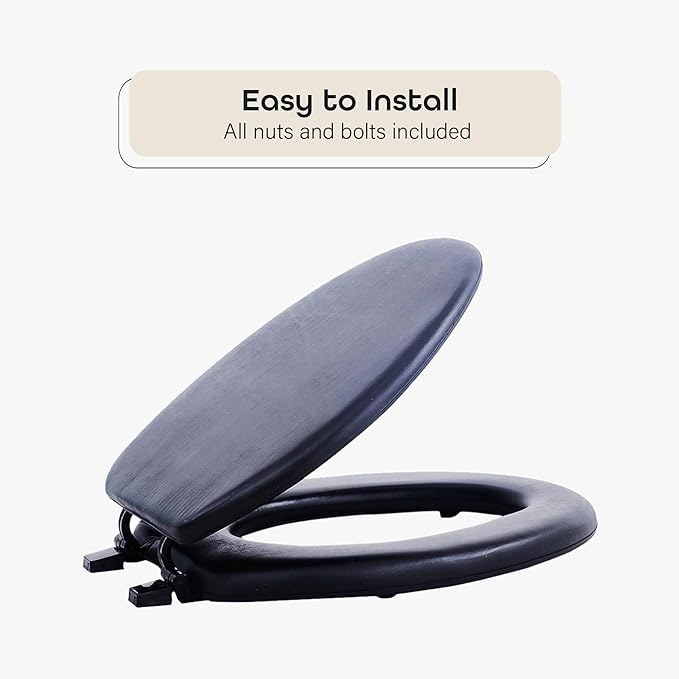 Soft Elongated Vinyl Toilet Seat, Black, 19 in | Toilet-Seat Construction: Contoured Seat Profile and Durable Finish Create a Polished Fixture Update.