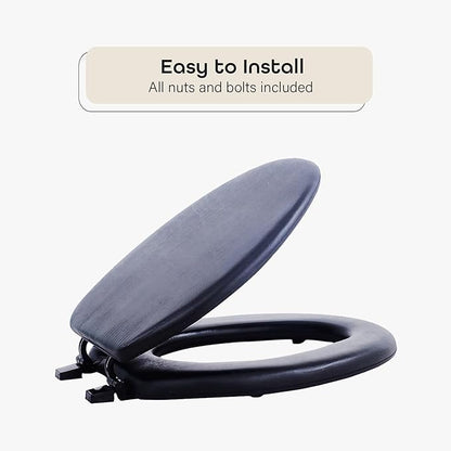 Soft Elongated Vinyl Toilet Seat, Black, 19 in | Toilet-Seat Construction: Contoured Seat Profile and Durable Finish Create a Polished Fixture Update.