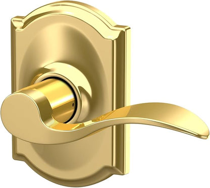SCHLAGE Accent Lever with Camelot Trim Hall and Closet Lock in Bright Brass - F10 ACC 605 CAM