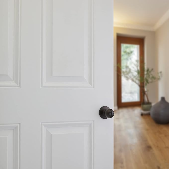 Kwikset Polo Interior Privacy Door Knob with Lock, Door Handle For Bathroom and Bedroom, Venetian Bronze Keyless Turn Lock Doorknob