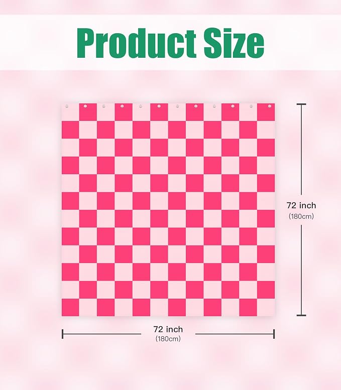 Shower Curtain for Bathroom Stall Boho Modern Cute Aesthetic Decorative Girly Waterproof Unique Checkered Plaid Girls Chic Print Design Teen Pretty Women Cortinas de Baño Bathtub 72 x72 Inch