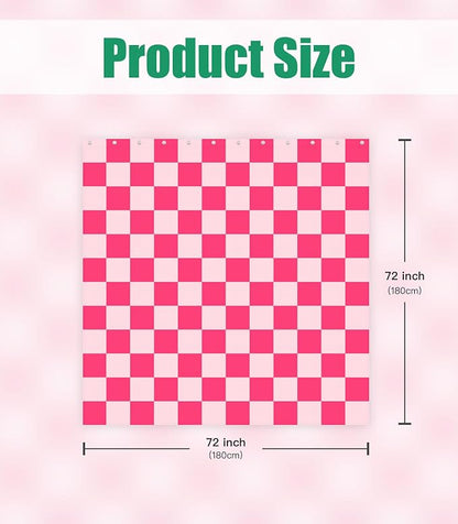 Shower Curtain for Bathroom Stall Boho Modern Cute Aesthetic Decorative Girly Waterproof Unique Checkered Plaid Girls Chic Print Design Teen Pretty Women Cortinas de Baño Bathtub 72 x72 Inch