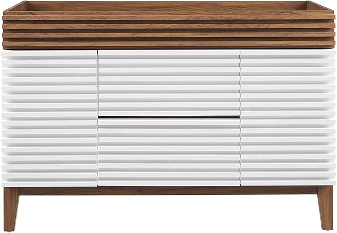 Modway Render 48" Single Sink Compatible (Not Included) Bathroom Vanity Cabinet in White Walnut