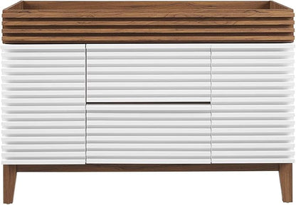 Modway Render 48" Single Sink Compatible (Not Included) Bathroom Vanity Cabinet in White Walnut