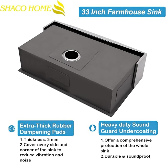 33 Inch Stainless Steel Farmhouse Sink, 33x20 Single Bowl Ledge Workstation Flat Apron Front Farm Kitchen Sink with Cutting Board, Brushed Nickel
