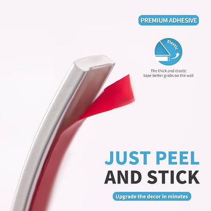 Art3d 10 ft Peel and Stick Flexible Molding Trim for Wall Tile Edge, Silver | Durable, Waterproof, Oil-Proof, Superior Adhesive, Useful, Easy to Clean, Ideal for Mirror Edges, Accent Walls, Backsplashes