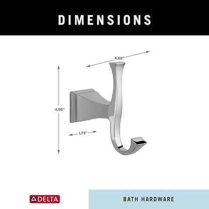 Delta Dryden (1-Pack) Towel Hooks Polished Chrome, Double, Wall Mounted for Robes 2-Prong Holder, Bathroom Accessories 75135-RB