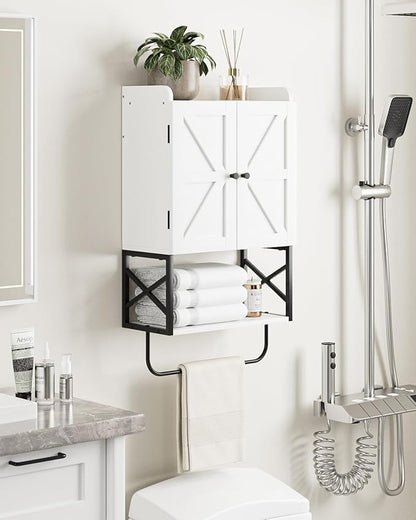 Masupu Bathroom Cabinet Wall Mounted, Wooden Medicine Cupboard with Adjustable Shelves, Space-Saving Wall Storage Unit for Bathroom, Kitchen and Living Room (9"D x 15.35"W x 27.16"H,Countrye White)