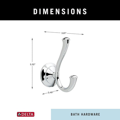 Delta Faucet 79435 Linden Double Towel Hook Bath Hardware Accessory in Polished Chrome (Pack of 3)