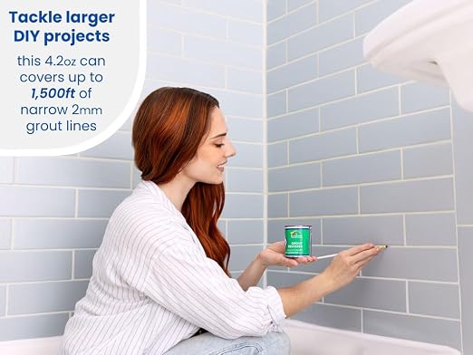 Grout Pen Grout Paint for Tile, Floor & Shower - Cream - 125ml (4.2oz) | Waterproof Paint Grout Refresh Restorer for Kitchen & Bathroom Tiles - Can Size for Larger Projects