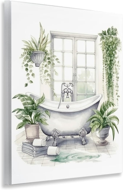Lush Greenery Bathtub Window, 11 x 14 Inch Mounted Print on Wall Plaque | Stupell Industries · By Lettered and Lined · Ready to hang once unboxed · Made in USA