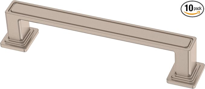 Franklin Brass 10 Pack Brushed Nickel Cabinet Handles 3-3/4 inch (96mm) Kitchen Cabinet Handles and Drawer Pulls for Cupboards and Dressers | Recessed Square