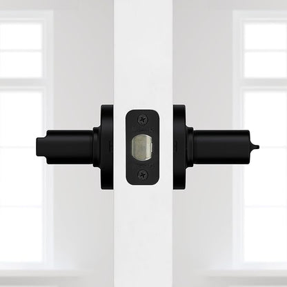 Kwikset Casey Interior Privacy Round Door Handle with Lock, Door Lever for Bathroom and Bedroom, Matte Black Reversible Keyless Turn Lock, with Microban Protection