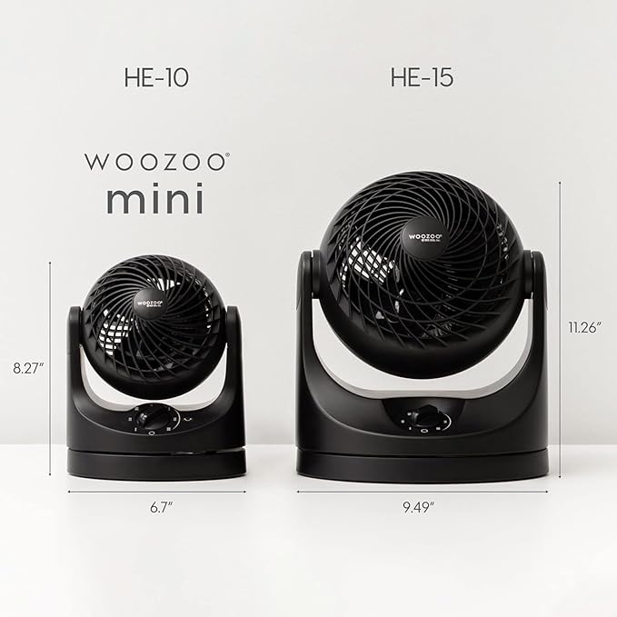 IRIS USA WOOZOO Desk Fan, Oscillating Table Air Circulator, 3 Speeds, 32ft Max Air Distance, 112° Adjustable Tilt, 27.5db Quiet Motor, Small Fan for Bedroom, Office, Dorm, Black