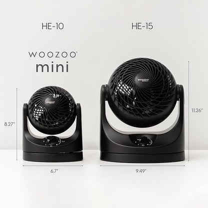 IRIS USA WOOZOO Desk Fan, Oscillating Table Air Circulator, 3 Speeds, 32ft Max Air Distance, 112° Adjustable Tilt, 27.5db Quiet Motor, Small Fan for Bedroom, Office, Dorm, Black