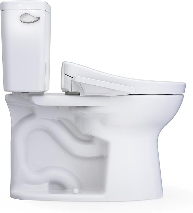 TOTO® Drake® WASHLET®+ Two-Piece Elongated 1.28 GPF TORNADO FLUSH® Toilet with S2 Bidet Seat, Cotton White - MW7763346CEG#01